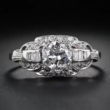 Vintage Style 1.4 CT White Round Cut CZ Engagement Ring In 925 Silver