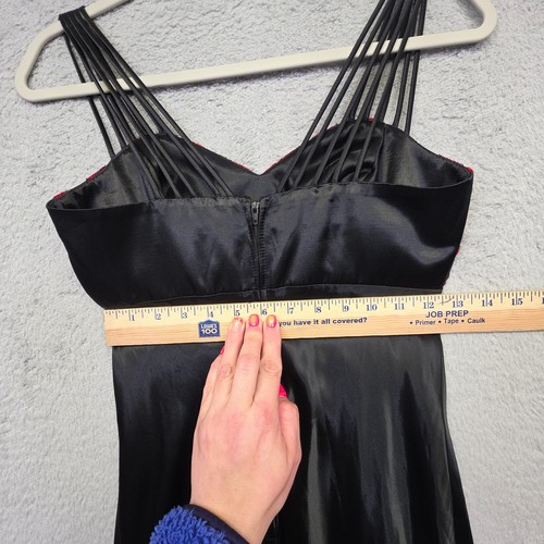 Vtg All That Jazz Whimsigoth Dress Sz 0/2 Satin Babydoll Y2K Prom Vamp Statement - Picture 14 of 19