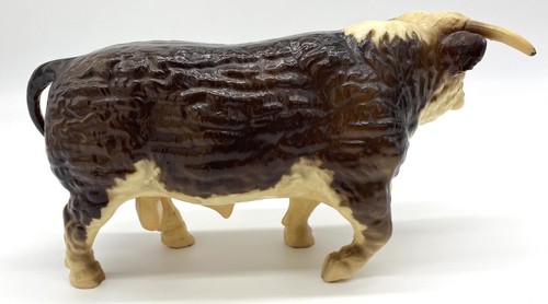 Vintage Breyer Walking Hereford Horned Bull Glossy Finish Brown White Unmarked - Picture 4 of 6