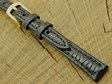 NOS Vintage Unused Hadley Roma Lizard Grain Watch Band w Gold Tone Buckle 10mm