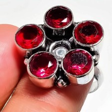 Mozambique Garnet Gemstone Handmade 925 Sterling Silver Jewelry Ring Size 8 US 
