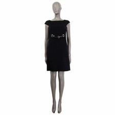 62003 auth DOLCE & GABBANA black WAIST BELT Cap Sleeve Shift Dress 42 M