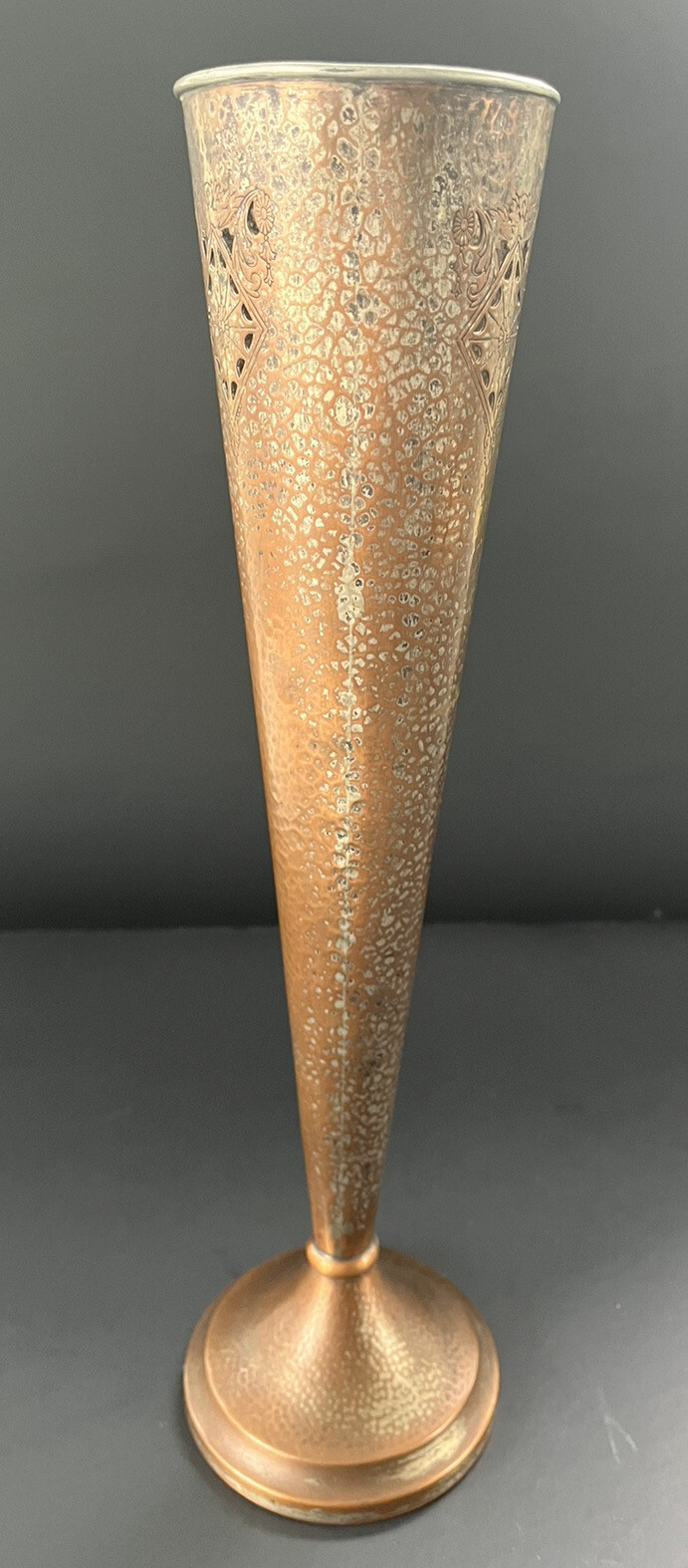 Farber Silvercraft 14.5” Arts & Crafts Hammered Metal Copper Trumpet