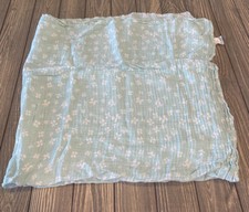 Aden By Aden And Anais Light Blue White Floral Design Baby Blanket Swaddle