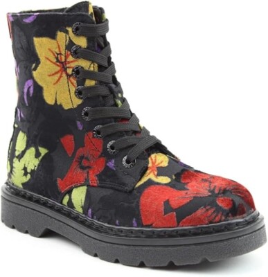 Heavenly Feet Women's Justina Black Floral Velour Boots UK