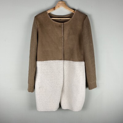 Dor Dor Couture: Longline Snap Up Sherpa Knit Crochet Shacket Cardigan Medium