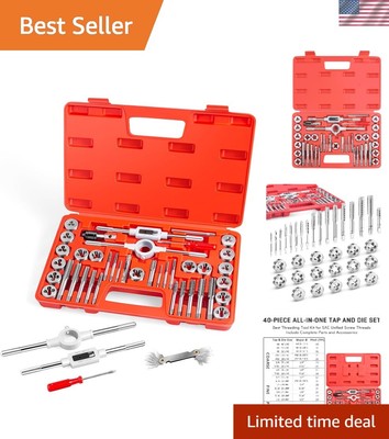 Versatile 40-Piece Alloy Steel Tap and Die Set for Easy Thread Repair & Creation