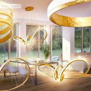 Design LED Pendel Ess Wohn Schlaf Zimmer Leuchten goldfarben Hänge