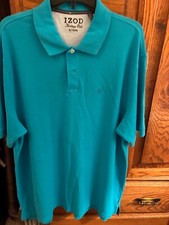  184 IZOD HERITAGE MENS POLO AQUA RELAX FIT SHORT SLEEVE. XL
