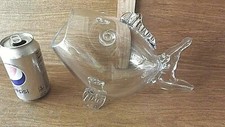 MCM Glass Blown Open Mouth Fish Terrarium 13 " L VGC Free S/H
