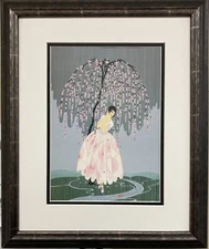 Erte "Blossom Umbrella" Newly CUSTOM FRAMED Print Art Deco Design Classic Decor