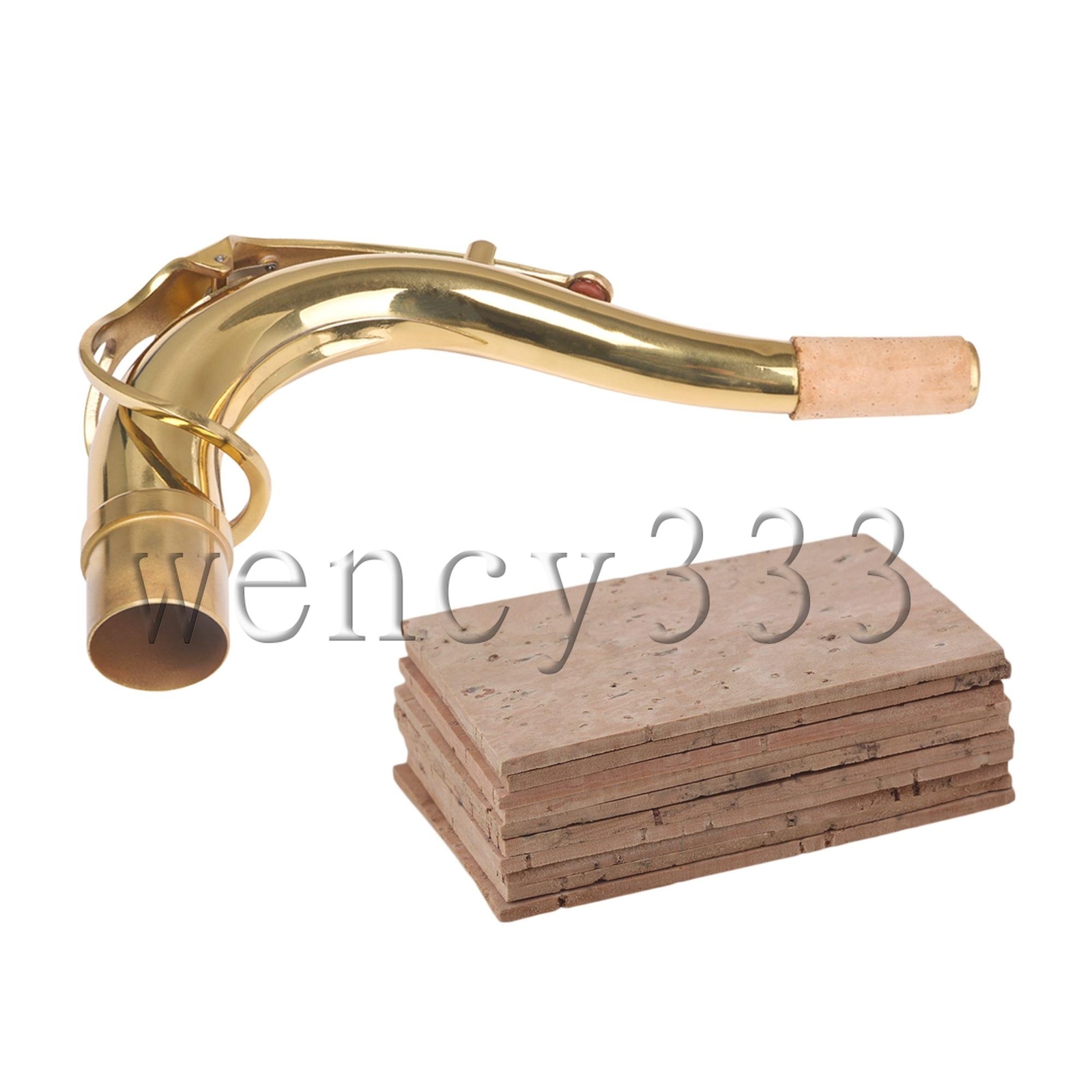 27.8mm Brass Tenor Sax Elbow Bend Neck with 10pcs Sax Neck Cork Sheet