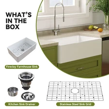 Farmhouse Sink 36 x 20 '',Large Farm Undermount Sink,Apron Fireclay Sink W/drain