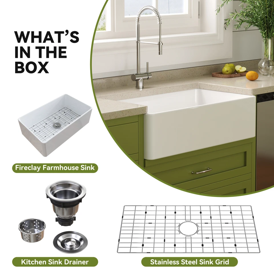 White Farmhouse Sink 36 ''x 20 '' Fireclay Farm Undermount Kitchen Front Sink - Image 4 of 4