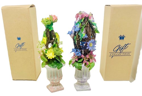 AVON Mini Topiaries Künstliche Rosa & Lila Topf Blume Dekor 7" 2er Set NEU - Bild 5 von 10