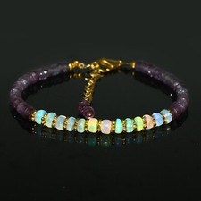 Bracciale perle sfaccettate opale etiope naturale alessandrite cambia colore pietra preziosa