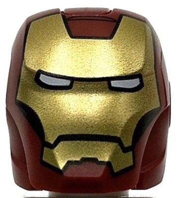 Lego New Dark Red Minifigure Visor Top Hinge Large w/ Gold Face Shield Part