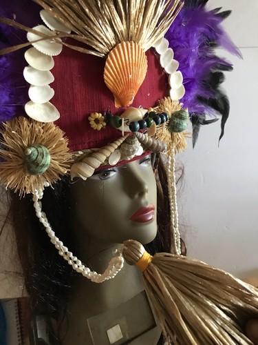 Handmade Feathered Tahitian Headpiece. Each Is One Of A Kind. Leather Headband - Picture 3 of 10
