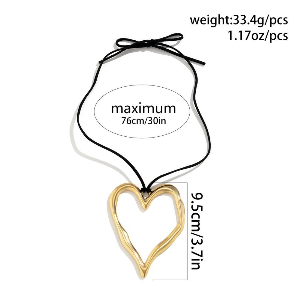Alloy Neck Accessories Silver Big Heart Choker Pendant Necklace Daily