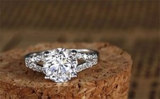 2 CT Solitaire Engagement Wedding Bridal Lab Created Ring .925 Silver Size 7