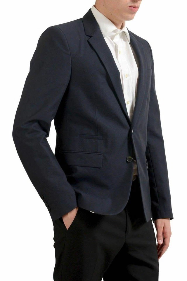 Abrigo deportivo blazer de dos botones azul marino de lana Just Cavalli para hombre EE. UU. 38 IT 48 Foto 2 de 4