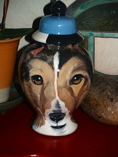 Custom Portrait MEMORIAL Pet URN DOG Collie cremation ASHES burial vessel Lassie