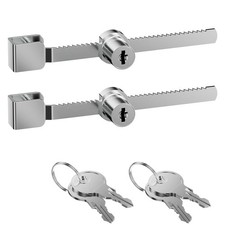 2 Pack Sliding Glass Door Ratchet Lock, Keyed Alike, Chrome Finish, Fits 4-8mm G