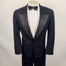 Christian Dior Tuxedo Suit Mens 38 Short Jacket Coat 35 30 Pants Vintage Black