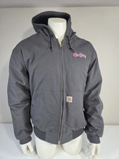 Carhartt Hood Duck Active Flannel Lined Coat Jacket Mens sz XL Gray 103940 Logo