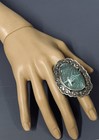 Large Gorgeous, Tawney Willie, Navajo, Sterling Silver Turquoise Adjustable Ring — photo 3