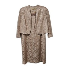 Kasper Formal Dress Jacket Set Women's 16/18 Rose Gold Lace Vintage Wedding **