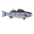 Vintage Fishing Bait Sign - Striped Bass Fish Porcelain Gas Pump Sign