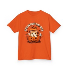Kids Halloween Tee, Spooky Cat Shirt, Trick-or-Treat Top, Pumpkin Graphic