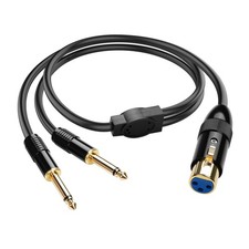 XLR to Dual 1/4 TS Microphone Y Splitter Cable,3-Pin XLR Female to Dual 6.35m...