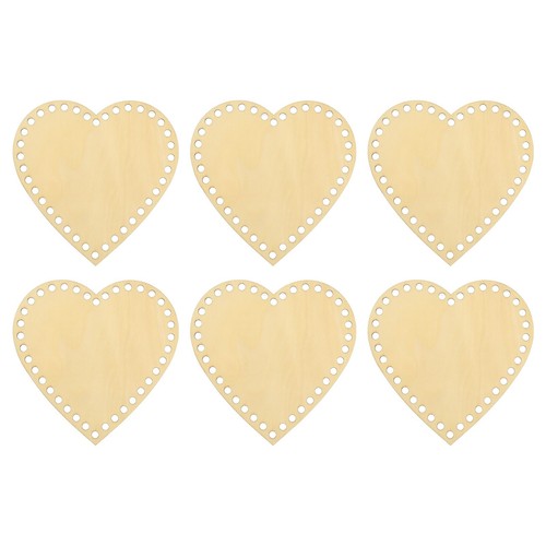 Fondo per cestino all'uncinetto da 6" x 6" base in legno a forma di cuore da 6pz 781954250528