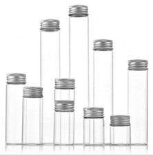 Luxurious 5ml-200ml Empty Transparent Glass Storage Bottle Aluminum Silver Cap B