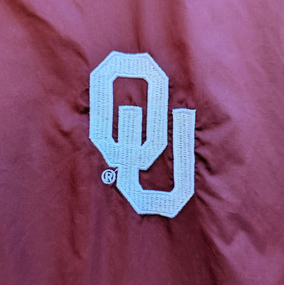 OU Oklahoma University Sooners Vtg Windbreaker Hooded Rain Jacket Zip Men's XL  - Image 3 of 4