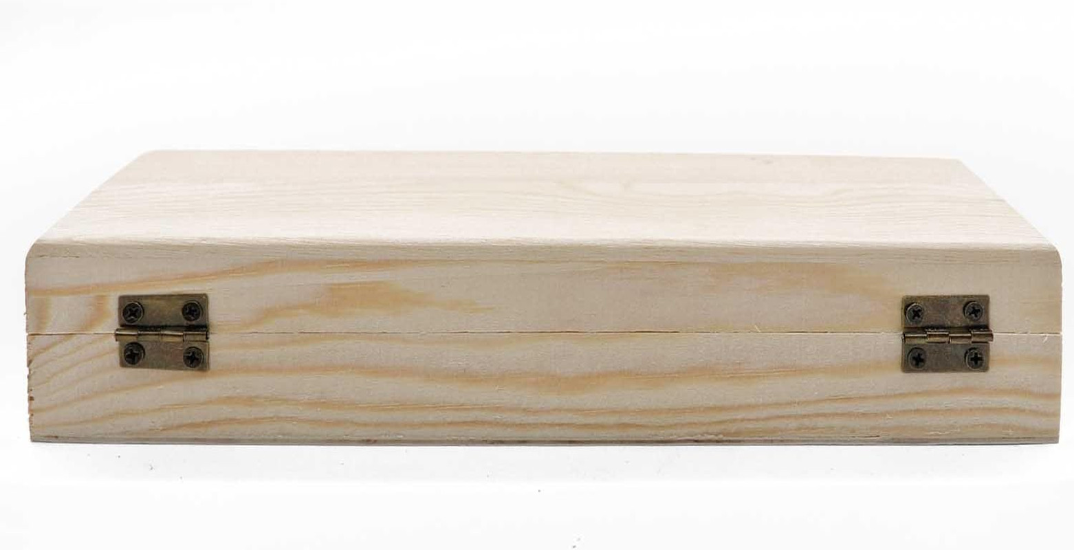 Plain Unfinished Wood Pencil Box, Unpainted Rectangle DIY Artist Tool and Brush