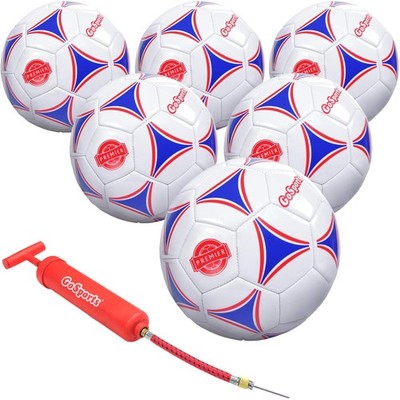 6 Pack of Premier Training Soccer Balls - Size 3 with Inflating Pump Included