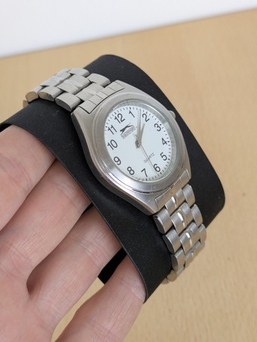 Vintage Slazenger Quartz Men’s Watch Analogue Stainless Steel New Battery Workin - Picture 3 of 16