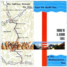 St Bernard Tunnel Through the Alps Brochure Italy  Lausanne to Turin 1960 s