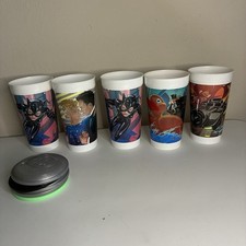 1992 McDonalds BATMAN RETURNS Cups Lot of 5 w Lids Coca Cola catwoman Penguin