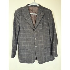 Armani Collezioni Mens Brown Windowpane Wool Sportcoat Blazer Jacket 40R