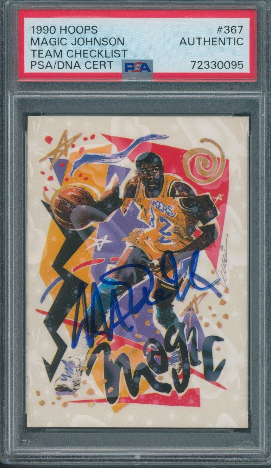 1990/91 Hoops #367 Magic Johnson PSA/DNA Authentic Autograph Signed *0095