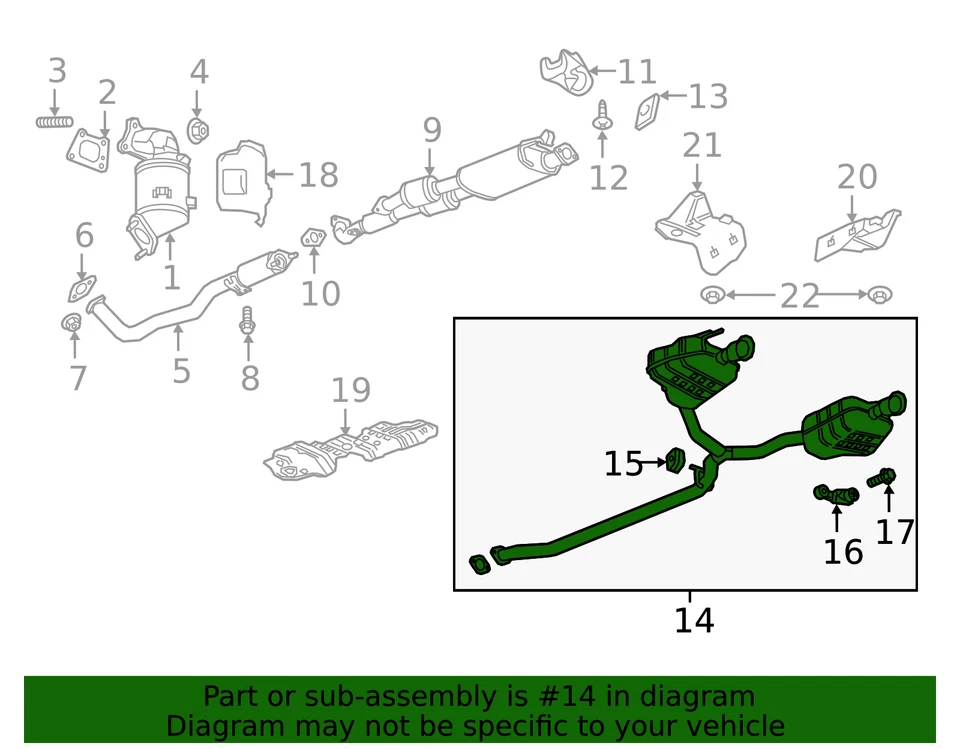 Genuine GM Muffler W/Tailpipe 85154355 Foto 3 de 3