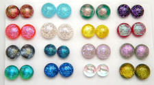 FOR POST EARRINGS Lot 32 pcs TINY round DICHROIC FUSED GLASS P8 CABS CUFFLINK