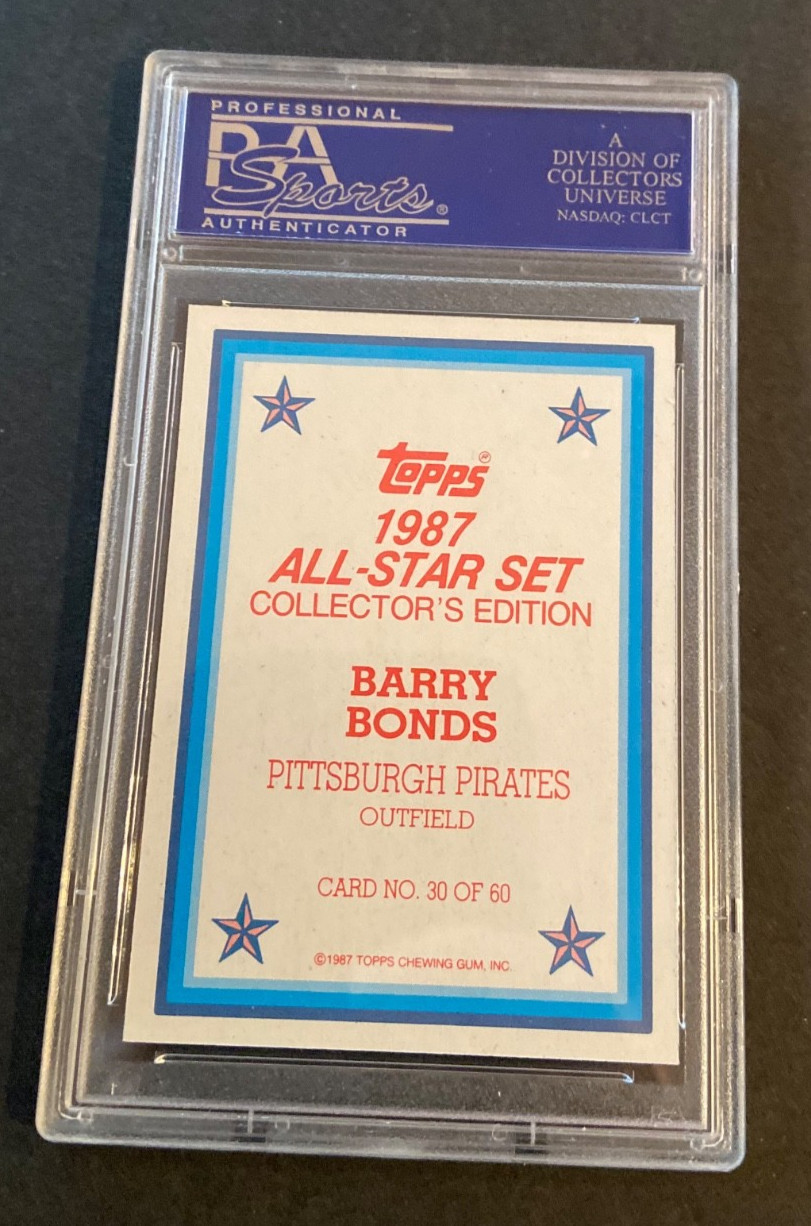 1987 Topps All-Star Glossy Set Of 60 Barry Bonds RC ROOKIE #30 PSA 10 GEM MINT view 3