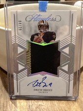 DREW BREES 2025 FLAWLESS STAR SWATCH PATCH SIGNATURE SILVER AUTO 04/20