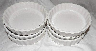 HALL Pottery 864 White 5'' Individual Quiche TART Creme Brulée Dishes Set of 6