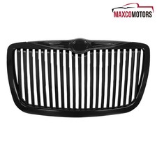 Hood Grille Fits 2005-2010 Chrysler 300 300c Limited Srt8 Glossy Black Vertical